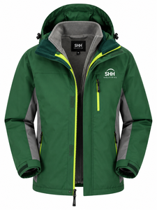 <b>Men</b>’s 3-in-1 Waterproof Hooded Outdoor <b>Jacket</b> with Detachable Fleece Liner Contrast Panels Neon Zippers Custom Logo Shell - Product Image 1
