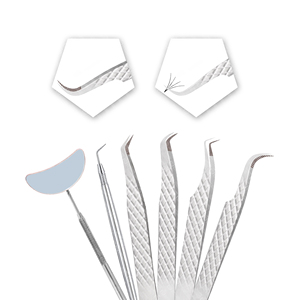 Pinzas de Acero Inoxidable de Calidad Profesional para Extensión de Pestañas con Agarre de Diamante y Mango de Espejo Crystal Beauty - Product Image 1