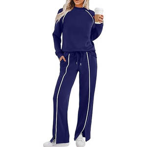 Conjuntos de Salón para Mujer, Conjuntos de Otoño de 2 Piezas con Pantalones de Pierna Ancha, Conjunto de Top y Pantalón a Juego, Ropa Cómoda para el Hogar - Product Image 4
