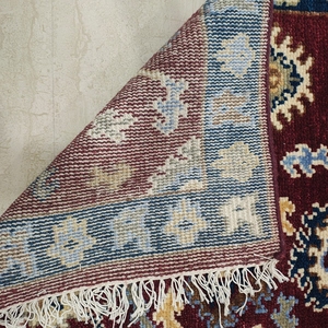 Tapis persan à poils ras noué à la main en laine de Nouvelle-Zélande, motif floral rouge et bleu avec franges, 120x150cm, pour chambre, salon, décoration intérieure - Product Image 6