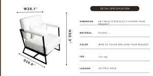 Sofá cama moderno de tela cuadrada de un solo asiento con tapicería duradera ecológica para dormitorio, sala de estar, uso en hotel o apartamento - Product Image 5