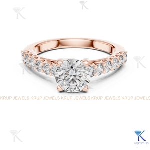 Bague de Fiançailles et d'Anniversaire de Luxe en Or Massif 14K avec Diamant Cultivé en Laboratoire Certifié IGI E VVS2, Halo Caché et Pavé Milgrain - Product Image 6