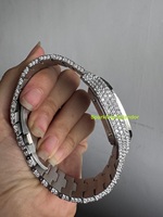 Montre automatique personnalisable en moissanite, luxe, mode, acier inoxydable, quartz, cristal saphir, cadran carré 41 mm, unisexe