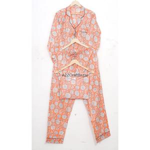 Ensemble de pyjama pour femme, 100% coton, fait main, toutes saisons, parfait pour les fêtes, manches longues, motif floral, vêtements de maison, confortable - Product Image 5