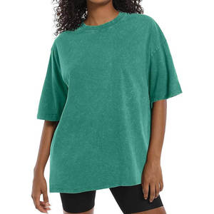 T-shirt décontracté surdimensionné vintage pour femme, col rond, couleur unie, coupe ample, respirant, teinture unie, manches courtes, haute qualité - Product Image 3