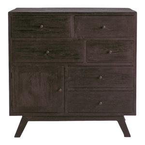 Rắn màu nâu sẫm kết thúc tủ gỗ rắn tủ cho phòng khách lưu trữ 5 ngăn kéo 1 cửa cho nhà bệnh viện nội thất trường học - Product Image 2