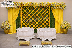 Ensemble d'Urli en fibre de lotus doré pour les cérémonies de mariage Haldi et Mehndi, pot de lotus traditionnel pour mariage sud-indien à prix abordable - Product Image 3