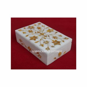 Beautiful Marble Inlay Blue And Pink Mother of Pearl Jewelry Boxes For Giveaway Marble Inlay Mop Box For Ramadan And <b>Eid</b> <b>Gifts</b> - Product Image 4