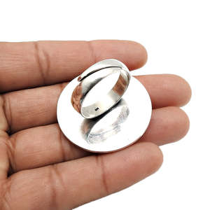 Stylish Vintage Look Oxidized <b>Plain</b> Silver 925 Sterling Silver <b>Ring</b> Unique & Antique Artisan Round Natural Coral Cocktail <b>Ring</b> - Product Image 3