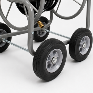 Chariot enrouleur de tuyau d'arrosage robuste à 4 roues en métal avec roues en caoutchouc plein de 8 pouces pour usage extérieur ODGGAD021 - Product Image 4