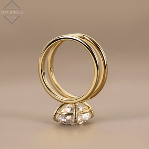 Anillo de Diamantes Ovalados de Lujo en Oro Amarillo con Cuatro Puntas, Joyería de Compromiso para Mujer, Regalo de Aniversario - Product Image 2