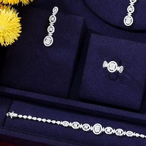Parure de bijoux en argent 925 tendance pour femme, collier de mariée de luxe brillant avec moissanite cubique, cadeau de mariage - Product Image 2