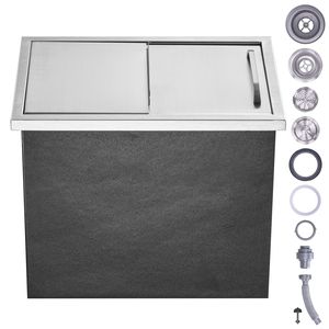 Contenitore per Ghiaccio Commerciale in Acciaio Inox 18"L X 12"W X 14.5"H 40.9qt con Coperchio Scorrevole, Kit per Cucina Esterna - Product Image 1