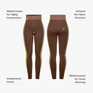 Ensemble de yoga sans coutures : Leggings taille haute et crop top, vêtements de sport deux pièces à fermeture éclair quart de zip, couleur unie - Product Image 4