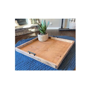 Bandeja de Madera Natural Rústica con Asas, Bandeja de Servir Hecha a Mano para Desayuno, Café, Té, Aperitivos, Comedor - Product Image 6