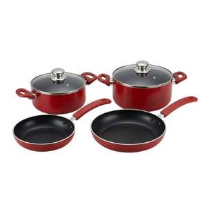 Ensemble de casseroles en céramique antiadhésive en aluminium de la marque HOCA, 4 pièces, couvercles en verre, passe au lave-vaisselle, style américain, pour cuisinières à gaz et à induction - Product Image 3