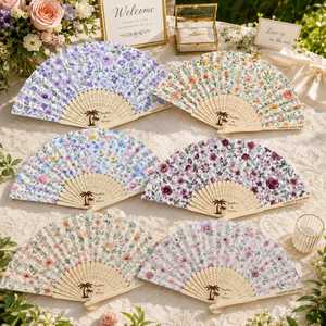 Abanico Plegable de Papel Pintado a Mano, Media Pieza, Marco de Madera Blanco, Decoración de Boda, Regalo, Tema Moderno, Artesanía Natural, Uttar - Product Image 4