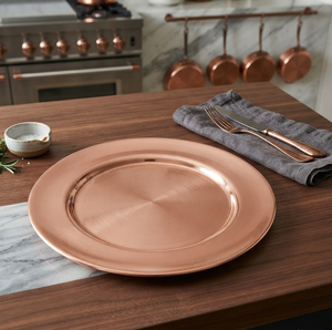 Assiette de présentation ronde en cuivre tendance, faite à la main, idéale pour la maison, les hôtels, les mariages, la vaisselle de table et les plats – En promotion - Product Image 1
