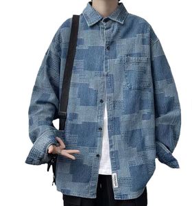 เสื้อเชิ้ตเดนิมผู้ชาย LUXE ATTIRE INDUSTRY ลวดลายวินเทจ ล้างทำความสะอาดได้ เป็นมิตรกับสิ่งแวดล้อม ลายสก็อต สวมใส่สบาย กระดุมติด ทรงหลวม ผ้าฝ้าย ขายส่งราคาถูก - Product Image 1