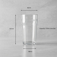 [Holar] Verre à bière en plastique transparent incassable réutilisable de 19 oz, fabriqué à Taïwan, pour pubs, fêtes et bistrots