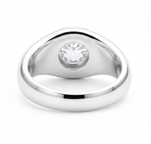 Bague dôme signet minimaliste en argent sterling 925 et or massif 14K 18K sertie clos, pour homme, idéale pour fiançailles et mariage - Vente en gros - Product Image 5