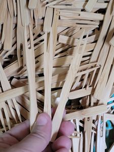 Eco-Friendly Bamboo Cocktail Forks Toothpicks 3.5 Inch Natural Bamboo Party Catering <b>Dessert</b> Fruit VIETCHOICE 2026 - Product Image 2