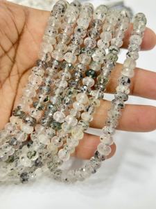 ลูกปัดพลอยธรรมชาติ เกรด AAA ควอตซ์รูทิเลตสีเขียวธรรมชาติ ลูกปัดทรงรอนเดลเหลี่ยมเพชรพลอย ขนาด 8 มม. ความยาว 8 นิ้ว - Product Image 3