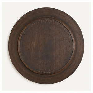 Assiettes de présentation rondes en bois foncé, style rustique campagnard, pour décoration de table de mariage, assiettes de service en bois artisanales pour événements, vente en gros - Product Image 3