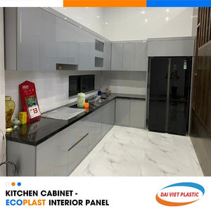 Gabinetes de cocina de estilo monocromático Fábrica de fabricación líder de Vietnam Panel interior de PVC - Product Image 1