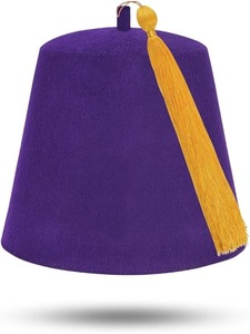 Masonic Plain Fez Hat - <b>White</b> Wool with Various Tassel Colors Closure type Drawstring Pattern Solid - Product Image 4