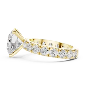 Bague de fiançailles en diamant de laboratoire taille cœur 3 carats, or massif 18 carats, certifiée IGI, avec large bande d'éternité accentuée, VVS E-F, bague fine - Product Image 2