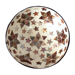 Cuenco de Coco Lacado Estilo Moderno de Mediados de Siglo - Incrustaciones de Perlas Artesanales - Accesorio Elegante - Product Image 1