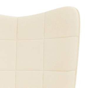 Fauteuil à bascule 100% polyester crème, bois de caoutchouc massif, acier, pour salon - Product Image 6