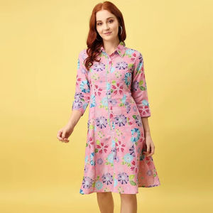 Vestido Midi Casual de Moda para Mujer con Cuello Vuelto, Lazos de Colores Mezclados en la Cintura, Dobladillo Asimétrico y Color Liso Natural - ¡Mejor Precio! - Product Image 1