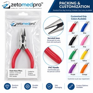 Alicates de punta fina para pesca, acero inoxidable, mordazas dentadas, mangos de PVC con resorte, herramienta de crimpado para fabricación de joyas, 115 mm, 5.12 pulgadas, Zet - Product Image 6