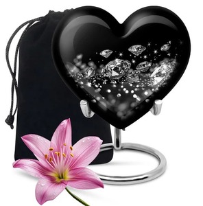 Urne de marche orignal noir mat voyage de la vie avec urne commémorative de coeur unique pour les cendres humaines avec support et sac en velours gratuit - Product Image 2