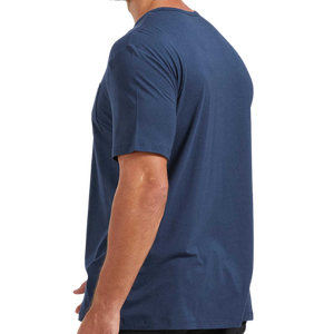 Camiseta de Manga Corta para Hombre, Color Azul Marino Sólido, Cuello Redondo, Corte Regular, Informal, 100% Algodón Jersey, Tejido Liso Teñido - Product Image 1