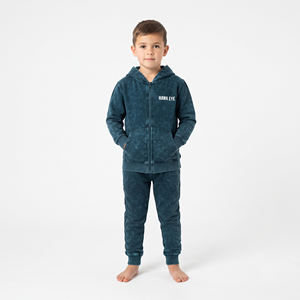 Conjunto de sudadera con capucha y cremallera completa de forro polar grueso con lavado ácido para niños, chándal de algodón de invierno con logo personalizado, ropa casual unisex, chándal de invierno - Product Image 5
