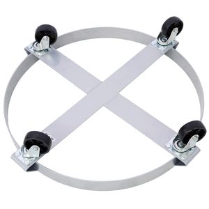 Chariot à fûts robuste en acier (4 pièces) pour fûts de 55 gallons, avec 4 roues pivotantes à frein pour le déplacement de fûts - Product Image 5