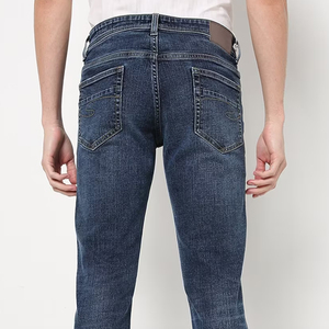 Jean en denim classique pour homme, coupe droite, respirant, imperméable, tricoté, uni, décontracté, haute qualité - Product Image 5