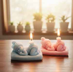 Vela de soja perfumada de lujo para baby shower, con diseño de ángel y etiqueta personalizada, ideal como regalo de cumpleaños, venta al por mayor. - Product Image 2