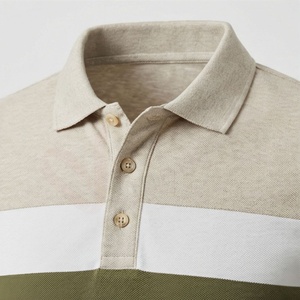 <b>Men's</b> Short Sleeve Knitted <b>Polo</b> <b>Shirt</b> Color Blocked Striped Casual Regular Fit Green <b>White</b> Beige Design - Product Image 4