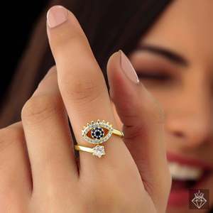 PRAO Ouvrable Evil Eye Bague de mode anti-ternissement - Product Image 2