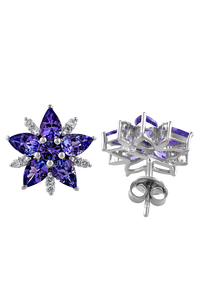 Pendientes de Diamante y Tanzanita en Plata de Ley 92.5 KLST-30834 - Product Image 4