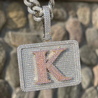 Colgante de letra de moissanita de dos tonos estilo Hip Hop colgante de diamante de plata 925 colgante de letra "K" chapado en oro rosa para hombres y mujeres