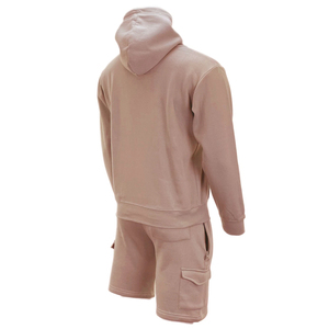 Ensemble de survêtement décontracté d'hiver pour homme, haut à capuche et short, 100 % coton, séchage rapide, couleurs contrastées, logo personnalisé, vente en gros - Product Image 5