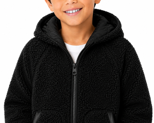 <b>Boys</b> Black Teddy Fleece Hooded Jacket Winter Warm Sherpa Hoodie Kids Zip <b>Up</b> Jacket Soft Plush Winter Coat Stylish <b>Boys</b> Outerwear - Product Image 4