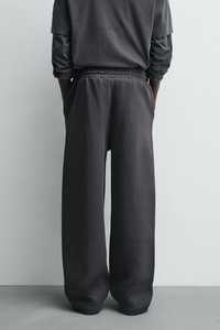 Pantalones Deportivos de Algodón Gris Oscuro para Hombre, Cintura Elástica con Cordón, Corte Recto, Bolsillos Laterales, Tejido de Punto Medio, para Otoño - Product Image 2