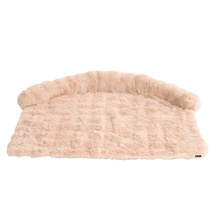 Luxury Couch <b>Cover</b> Dog Bed <b>Beige</b> Soft Ribbed Plush <b>Sofa</b> <b>Cover</b> with Cushioned Base and Supportive Bolsters for Dogs Indoors - Product Image 2
