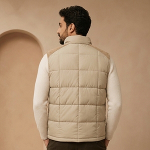 <b>Men</b> <b>Winter</b> Puffer <b>Vest</b> Durable Polyester Fabric Warm Padding Quilted Design Full Zip Front Functional Pockets Outdoor Clothing - Product Image 2
